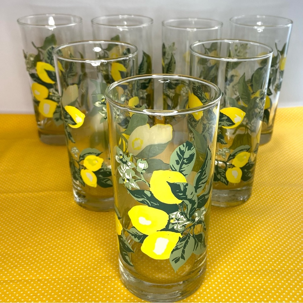 Royal Norfolk Yellow Lemon 12 oz Tumbler Glasses, set of 7